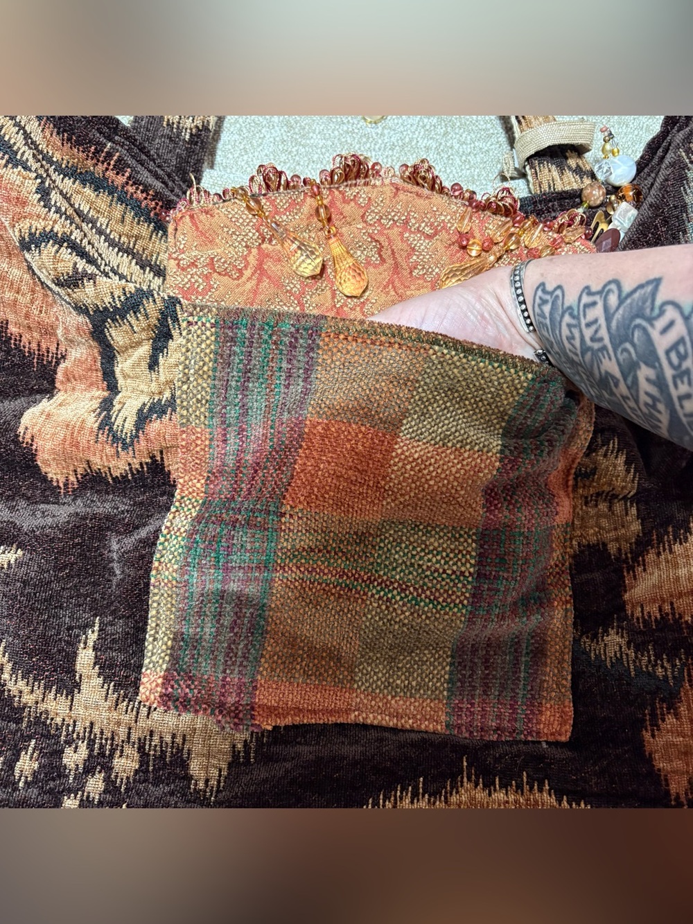Handmade Patchwork Fabric Tapestry Whimsical Witchy Mystic Cottagecore Boho Tote - Picture 3 of 8